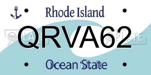 QRVA62 Rhode Island License Plate
