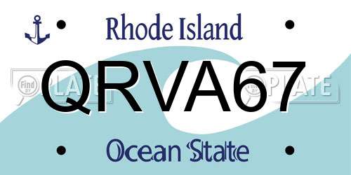 QRVA67 Rhode Island License Plate