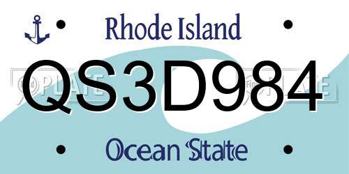 QS3D984 Rhode Island License Plate