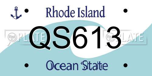 QS613 Rhode Island License Plate