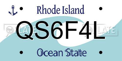 QS6F4L Rhode Island License Plate