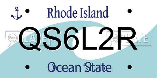 QS6L2R Rhode Island License Plate