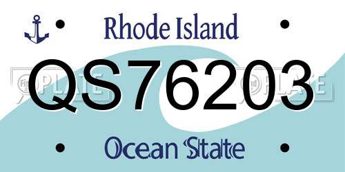 QS76203 Rhode Island License Plate