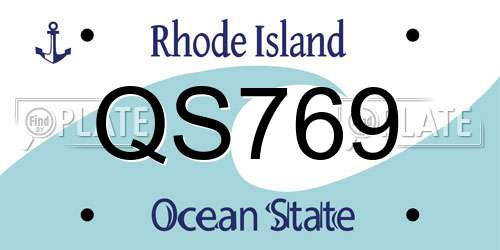 QS769 Rhode Island License Plate