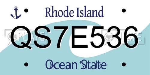 QS7E536 Rhode Island License Plate