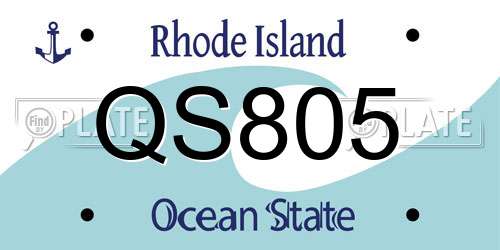 QS805 Rhode Island License Plate