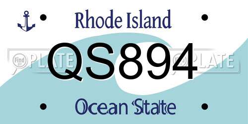 QS894 Rhode Island License Plate