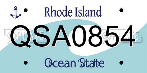 QSA0854 Rhode Island License Plate