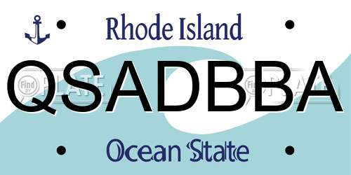 QSADBBA Rhode Island License Plate