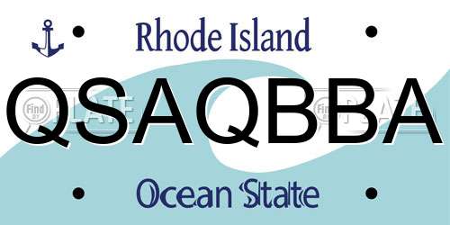 QSAQBBA Rhode Island License Plate