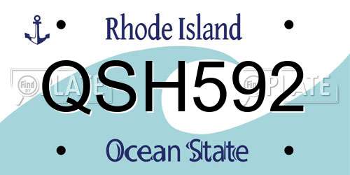 QSH592 Rhode Island License Plate