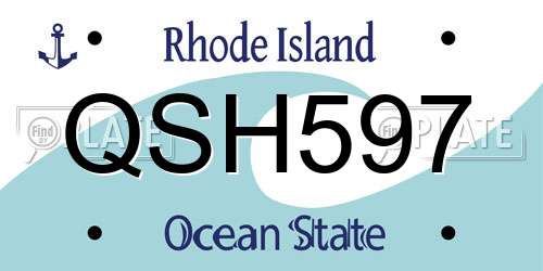 QSH597 Rhode Island License Plate