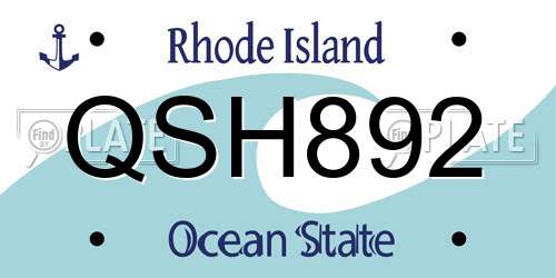 QSH892 Rhode Island License Plate
