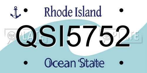 QSI5752 Rhode Island License Plate
