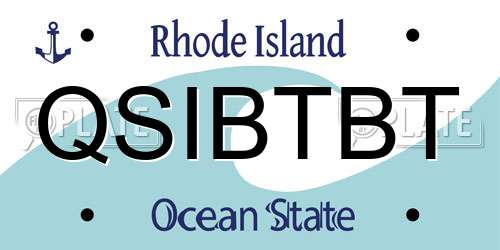 QSIBTBT Rhode Island License Plate