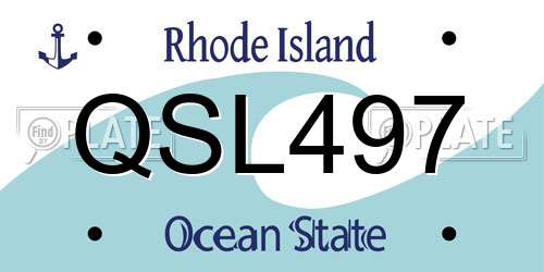 QSL497 Rhode Island License Plate