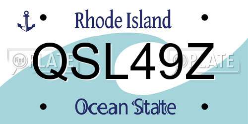 QSL49Z Rhode Island License Plate