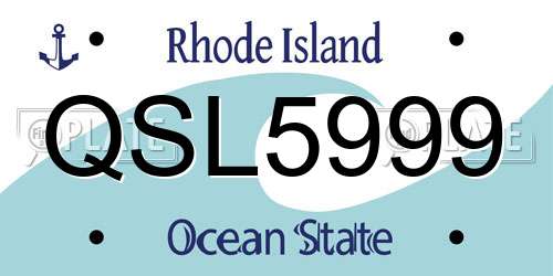 QSL5999 Rhode Island License Plate