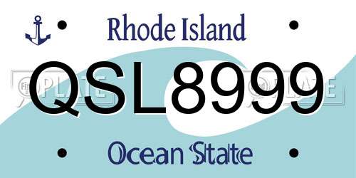 QSL8999 Rhode Island License Plate