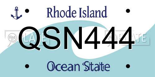 QSN444 Rhode Island License Plate