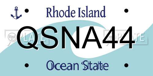 QSNA44 Rhode Island License Plate
