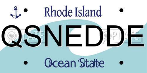 QSNEDDE Rhode Island License Plate