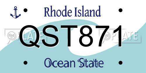 QST871 Rhode Island License Plate