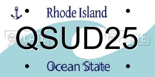QSUD25 Rhode Island License Plate