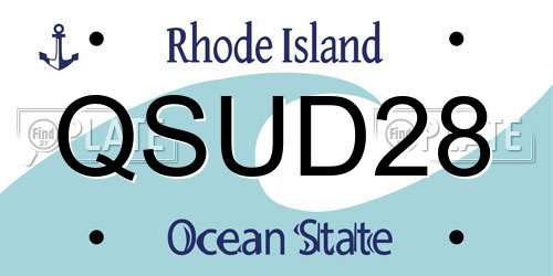 QSUD28 Rhode Island License Plate
