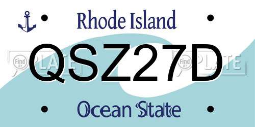 QSZ27D Rhode Island License Plate