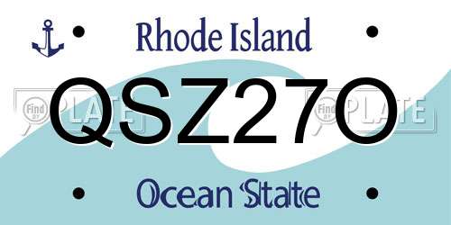 QSZ27O Rhode Island License Plate