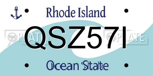 QSZ57I Rhode Island License Plate