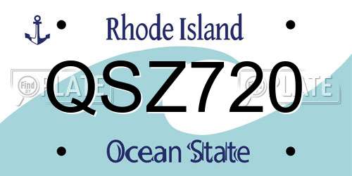 QSZ720 Rhode Island License Plate