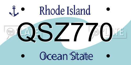 QSZ770 Rhode Island License Plate