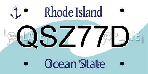 QSZ77D Rhode Island License Plate
