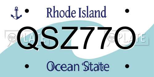 QSZ77O Rhode Island License Plate