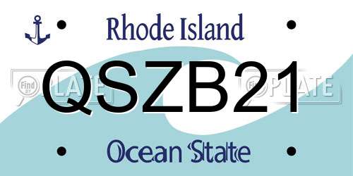 QSZB21 Rhode Island License Plate