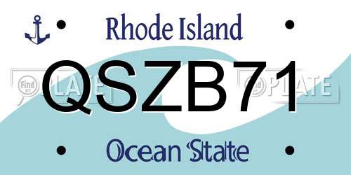 QSZB71 Rhode Island License Plate
