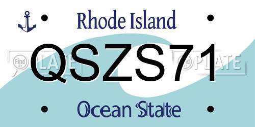 QSZS71 Rhode Island License Plate