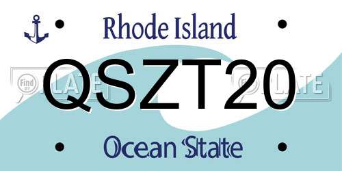 QSZT20 Rhode Island License Plate