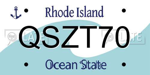 QSZT70 Rhode Island License Plate