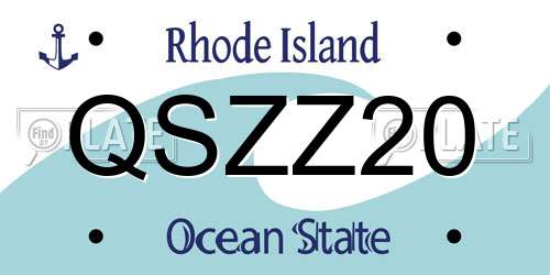 QSZZ20 Rhode Island License Plate