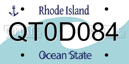 QT0D084 Rhode Island License Plate