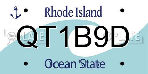 QT1B9D Rhode Island License Plate