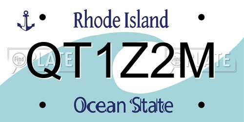 QT1Z2M Rhode Island License Plate