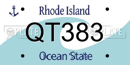 QT383 Rhode Island License Plate