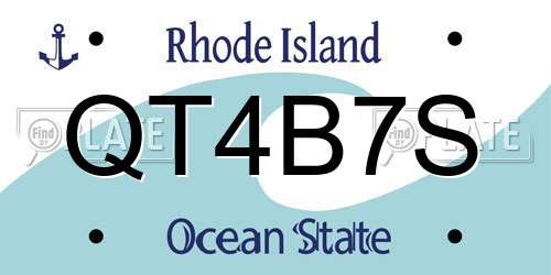QT4B7S Rhode Island License Plate