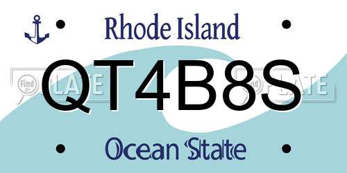 QT4B8S Rhode Island License Plate