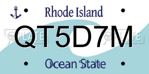 QT5D7M Rhode Island License Plate
