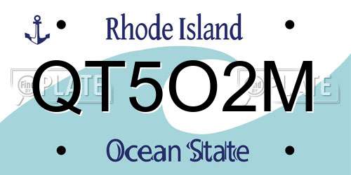 QT5O2M Rhode Island License Plate